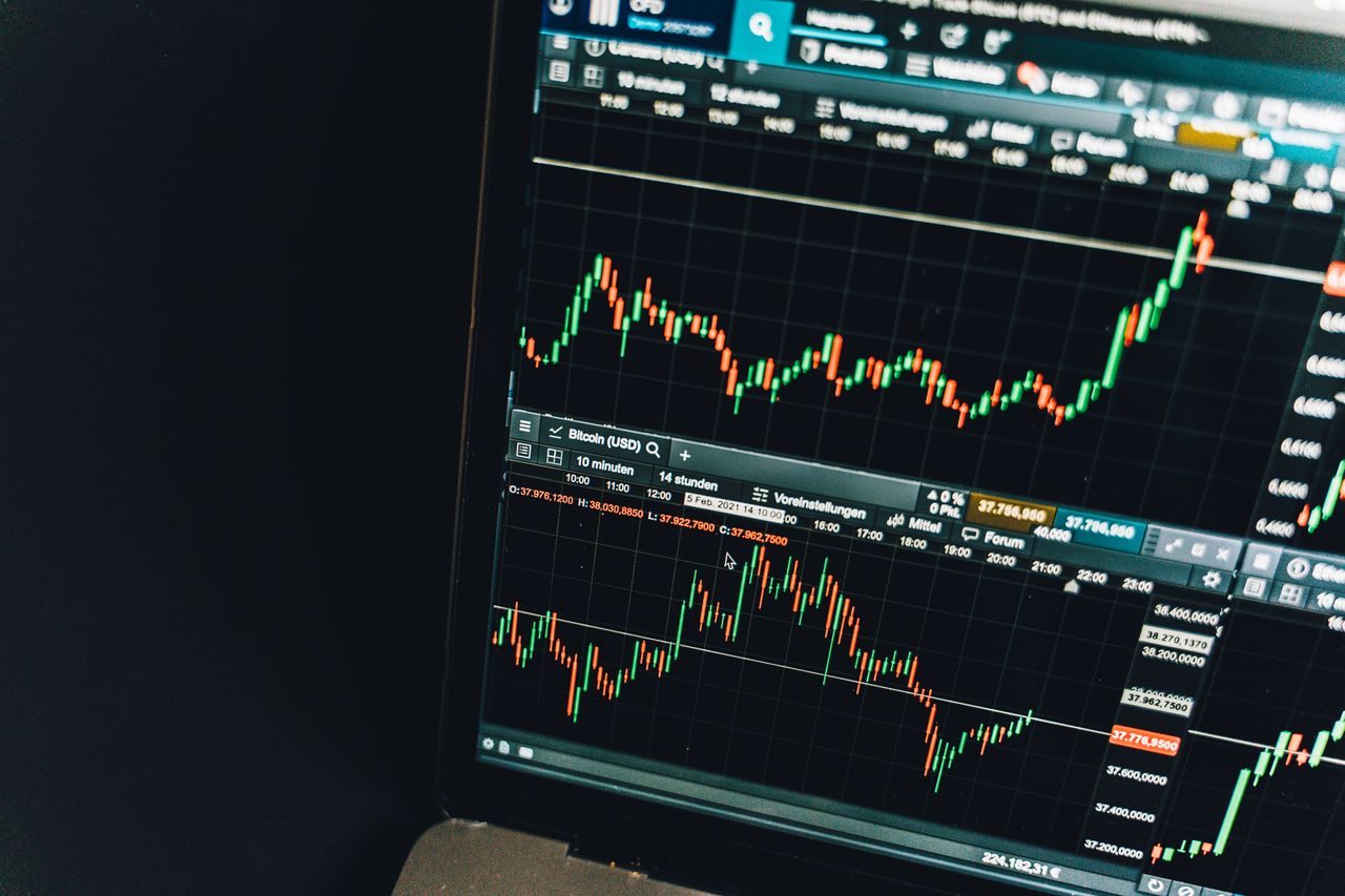 Services Close-up of a live cryptocurrency trading chart screen displaying dynamic market trends and analysis.